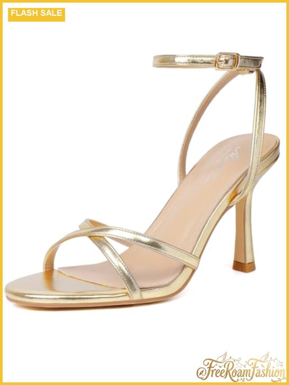 Strappy Heeled Sandals Faux Leather Ankle Strap Party Prom Wedding Heels